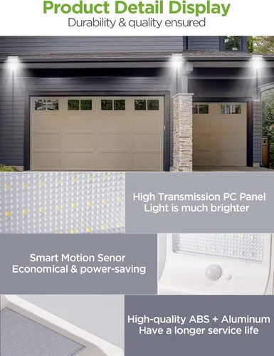 Vista 5 de InnoGear Luces solares de canalón para exteriores, 80 luces LED de montaje en pared con sensor de movimiento, 4 modos de funcionamiento