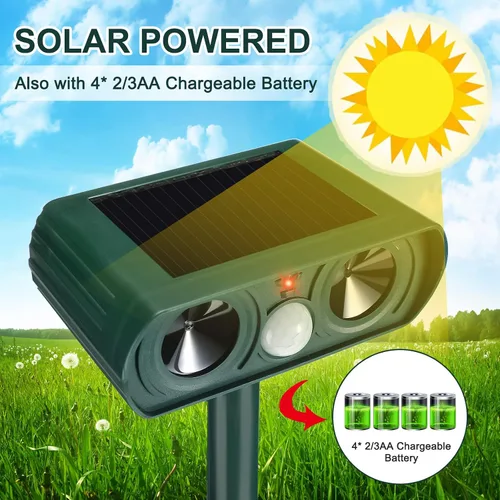 Vista 4 de Repelente solar ultrasónico de animales con sensor de movimiento