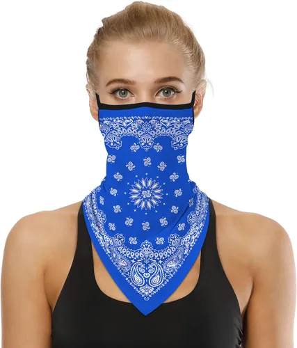 Vista 21 de YAYOUREL Polaina para el cuello, bandanas para hombres y mujeres, cubierta de bufanda para la cara con rayos UV, con agujero para las orejas