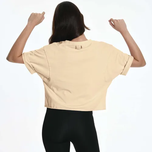 Vista 4 de Camisetas cortas de manga corta para mujer, de algodón, básicas, casuales, atléticas, para yoga, correr, para verano