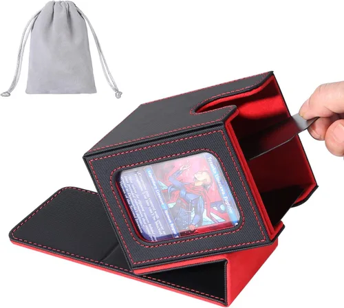 Vista 19 de AFIING MTG Caja de Mazo para Commander Display, Caja de Cartas que Cabe 100 Cartas con Doble Funda, Caja de Almacenamiento Magic Commander TCG con 2