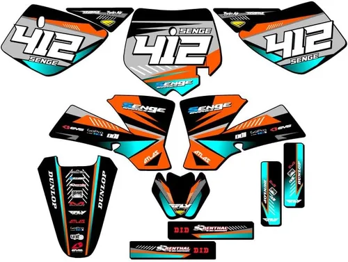 Vista 6 de Kit de base gráfica SX 50 Surge Black Senge 2002-2008 compatible con KTM