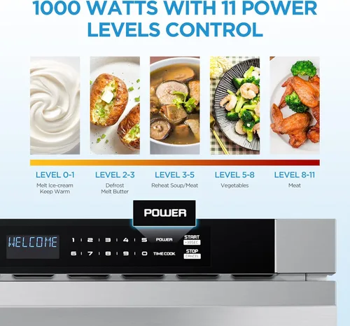 Vista 3 de Midea MM12S2ASZ Horno microondas, cajón de 1.2 pies cúbicos, acero inoxidable, cerradura de seguridad para niños