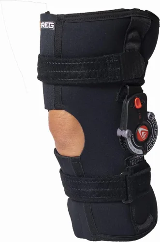 Vista 7 de Breg Rodillera Recover, larga, malla de aire, espalda abierta, envolvente (XS) Long airmesh hinged knee support that eases LCL, knee sprain