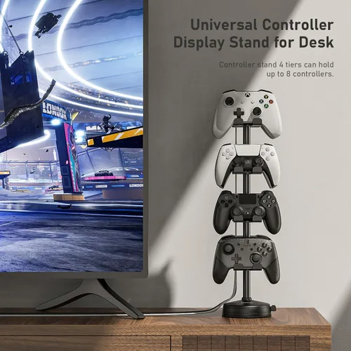 Vista 8 de MANMUVIMO Headphone Controller Storage Holder for Desk 4 Tiers with Anti-Slip Stable Suction Cup, Controller Holder, Universal Gaming Desk