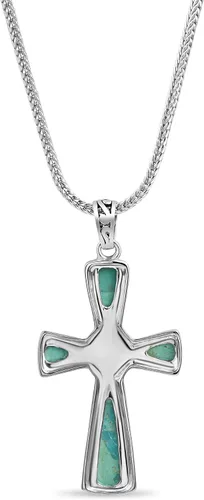 Vista 2 de Stauer - Colgante de cruz turquesa Mission para mujer (3 25 ctw) y cadena, Gema, turquesa