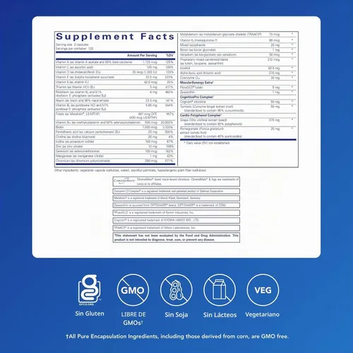 Vista 2 de Pure Encapsulations Longevity Nutrients Complejo multivitamínico/mineral para apoyar el envejecimiento saludable, la función cerebral, los ojos