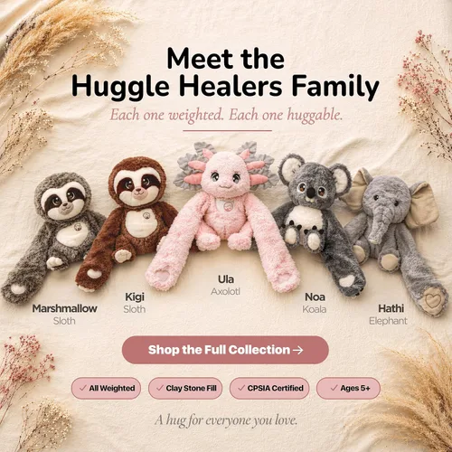 Vista 9 de Huggle Healers Animales de peluche con peso para adultos, adolescentes y niños, brazos de felpa de 36 pulgadas de largo para abrazos, peluche