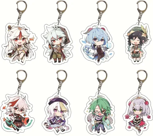 Vista 2 de Genshin Impact - Juego de llaveros Genshin 29 unidades de acrílico Genshin Impact Figure Keychain lindo diseño de características exquisitos