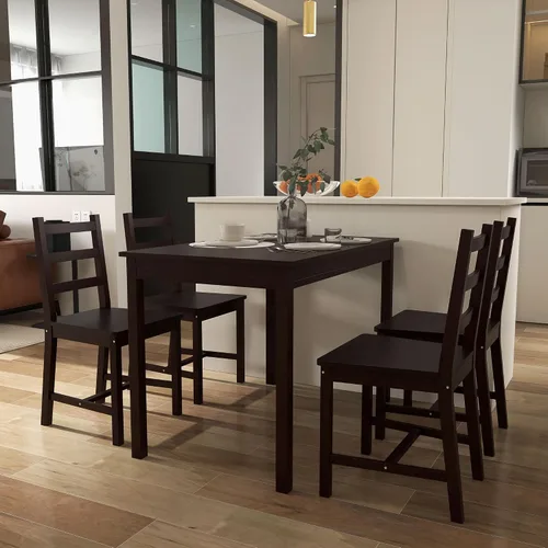 Vista 8 de HOMCOM Juego de mesa de comedor para 4, 5 piezas, mesa de cocina moderna y sillas, juego de comedor de madera para espacios pequeños, rincón