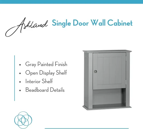 Vista 4 de RiverRidge Ashland pared de una sola puerta, gabinete gris, gris
