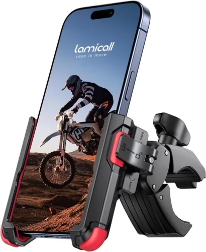 Vista 8 de Lamicall - Soporte para teléfono de motocicleta y bicicleta - [Liberación rápida 1s] Abrazadera de teléfono celular para bicicleta, abrazadera