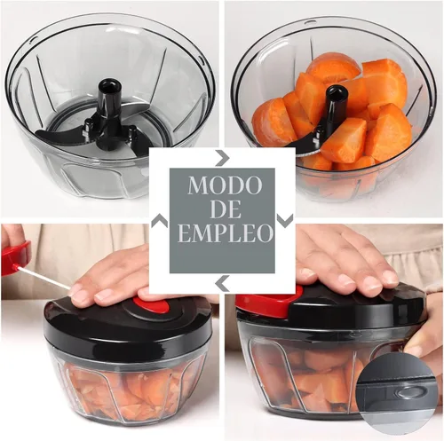 Vista 5 de Ourokhome Procesado manual de alimentos, picador de verduras portátil, rápido y con cuerda, para pequeñas cocinas, para ajo, cebolla, jengibre