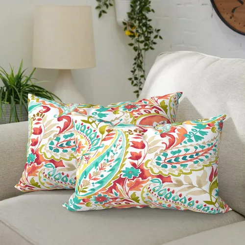 Vista 70 de DYTXIII Paquete de 2 almohadas lumbares impermeables para exteriores con rellenos, 12 x 20 pulgadas, almohada decorativa rectangular para patio