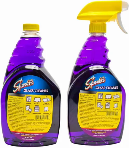 Vista 2 de Sparkle Botella de spray limpiador de vidrio, paquete de 2, fórmula original sin amoníaco, limpiador de vidrio resistente, sin hojas