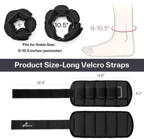 Vista 5 de Sportneer Adjustable Ankle/Wrist Weights for Men Women Kids, Weighted Leg & Cuff Strength Training for Yoga Walking Running Aerobics Gym Fitness