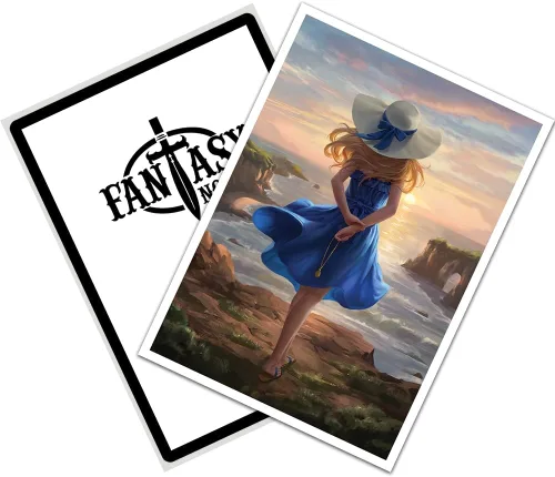 Vista 3 de Fantasy North - Chica en el vestido azul - 100 fundas para cartas coleccionables TCG mate lisas - Anime - Se adapta a Magic MTG Commander Pokemon