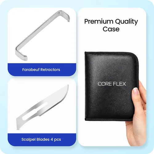 Vista 7 de Core Flex Kit avanzado de disección de anatomía de laboratorio de biología con cuchillas de mango de cuchillo de bisturí de acero inoxidable