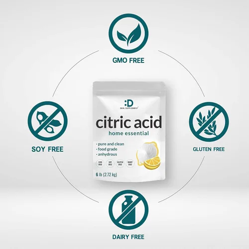 Vista 3 de Ácido cítrico 6 libras Polvo granular fino, grado alimenticio, suministro a granel, potente forma anhidra, versátil potenciador del sabor