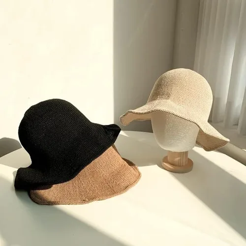 Vista 4 de Sombrero de playa de verano de ala ancha con protector solar de paja sombrero de verano transpirable sombrero plegable al aire libre