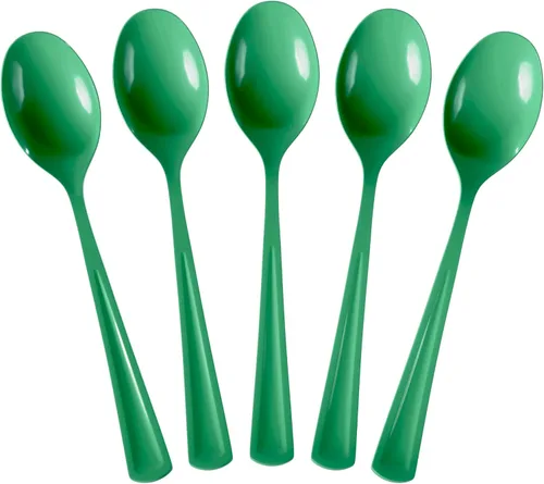 Vista 14 de Party Solids Cucharas de plástico negras, 100 piezas, cucharas negras, utensilios desechables, juego de cubiertos de plástico resistente