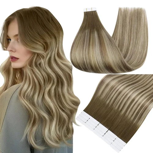 Vista 17 de Full Shine - Extensiones de cabello humano con cinta adhesiva, 10 pulgadas, sin costuras, color 1 negro azabache de 1.06 oz, cinta invisible