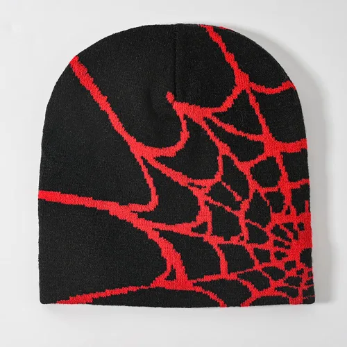 Vista 5 de Sombrero de punto con patrón de araña Y2K invierno cálido sombrero de lana moda moda hip hop suéter sombrero casual deportes para hombres mujeres