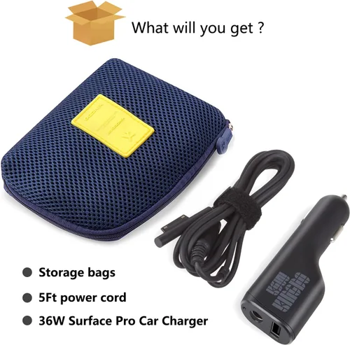 Vista 7 de Surface Pro - Cargador de coche para computadora portátil, 36 W, 12 V, 2.58 A, fuente de alimentación para Microsoft Surface Pro 3/4/5/6/Book/Go