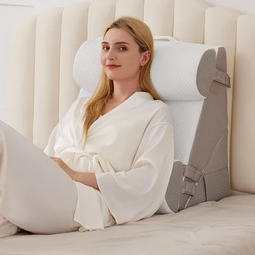 Vista 10 de BIEEZZK Juego de almohadas de cuña para después de la cirugía, almohada de cuña para reflujo ácido, almohada de cuña de cama con ajustable de 9 y 12