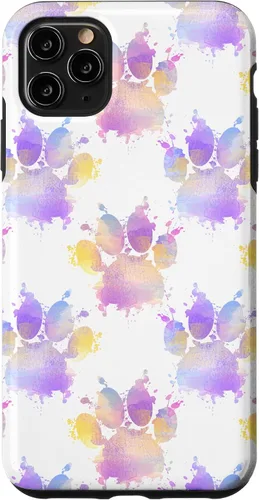 Vista 11 de iPhone 15 Watercolor Paint Splatter Dog Paw Print Case