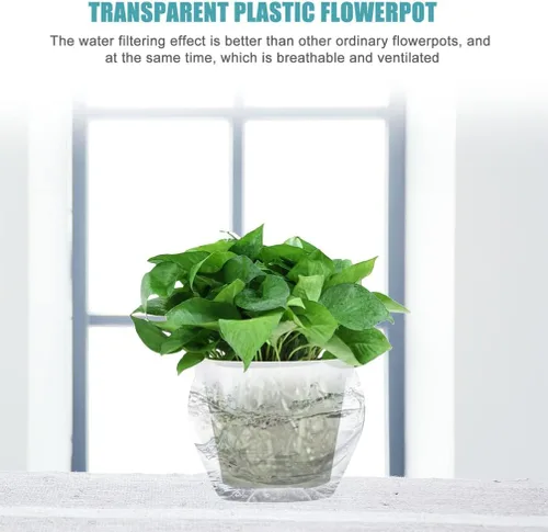 Vista 3 de Scicalife Maceta de plástico para guardería, maceta transparente para control de raíces, maceta de un galón para jardín, patio, balcón, oficina