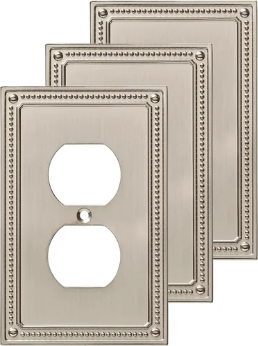 Vista 11 de Marco cobertor clásico de pared para interruptor de luz único con diseño de bolitas Franklin Brass, Plateado, W35065-SN-C