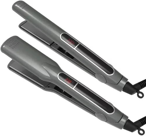 Vista 2 de Plancha de titanio digital profesional 2 en 1, plancha plana de calentamiento rápido para rizar el cabello (1 pulgada)