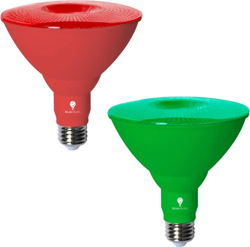 Vista 8 de Bluex Bulbs Paquete de 2 bombillas de luz LED BlueX Par38 de inundación color rojo - 18W (equivalente a 120 vatios) - Clasificación de humedad