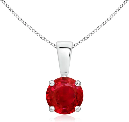 Vista 20 de Angara Round Ruby Solitaire Necklace in Sterling Silver A-Good