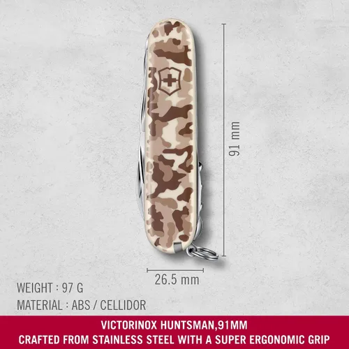 Vista 2 de Victorinox Huntsman Camouflage Desert - Cuchillo de bolsillo (15 funciones)