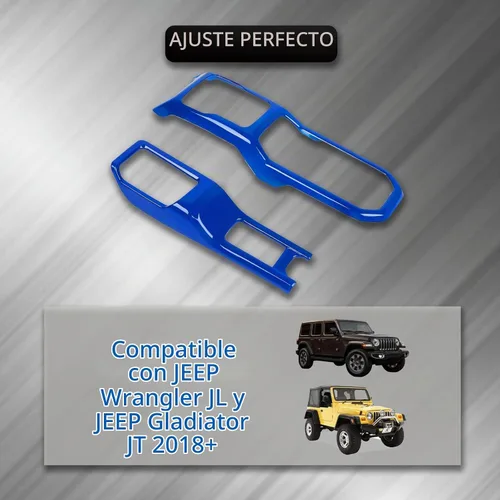 Vista 2 de Consola Central 4WD Panel de Cambio de Marchas y Portavasos para 2018-2024+ Jeep Wrangler JL JLU Gladiator JT (Azul)