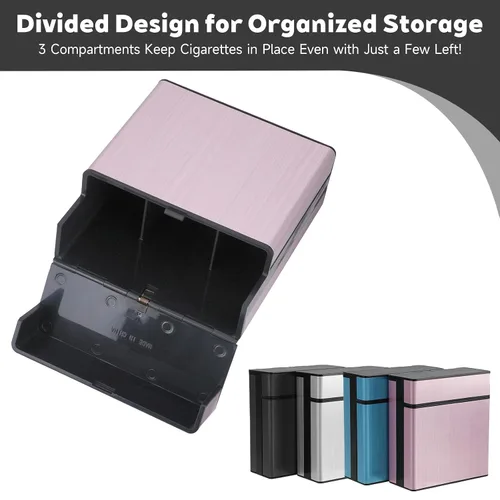 Vista 5 de Zoyiancy 2 cajas de cigarrillos para hombres, caja de cigarrillos de metal de 3.346 in, tamaño King 40 de capacidad, organizador de cigarrillos