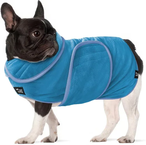Vista 23 de Tuff Pupper Bata de baño para perro de secado rápido, toalla de felpa de 800 GSM, bata de baño súper absorbente para mascotas y cachorros, capucha