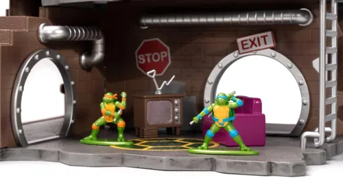 Vista 6 de Teenage Mutant Ninja Turtles Turtle Lair Nano Scene con figuras coleccionables fundidas a presión de 1.65 pulgadas, juguetes para niños y adultos