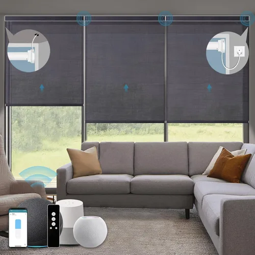 Vista 41 de Persianas enrollables inteligentes, persianas enrollables con cable 1% de apertura, compatibles con Google Home Alexa, persianas automáticas 1%
