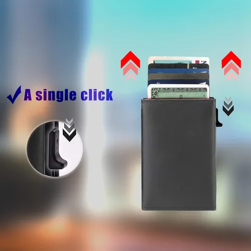 Vista 2 de Billetera delgada para hombre para AirTag, Negro -, Portatarjetas delgado para Airtag