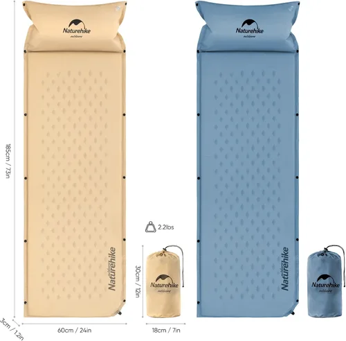 Vista 6 de Naturehike Almohadilla de dormir autoinflable, almohadilla de campamento ultraligera de espuma viscoelástica con almohada, inflado rápido