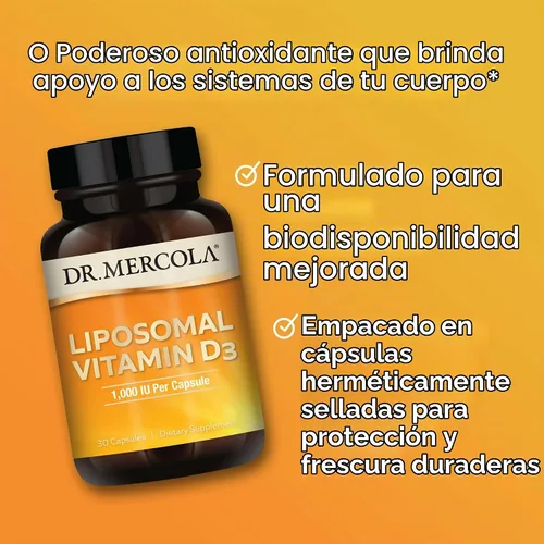 Vista 4 de Dr. Mercola Vitamina liposomal D3, 1,000 UI, 30 Cápsulas (30 porciones)