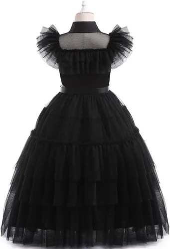 Vista 2 de Gofdsyeid Addams - Disfraces familiares para niñas y niñas, disfraz de Addams, vestido de fiesta de Halloween o cosplay