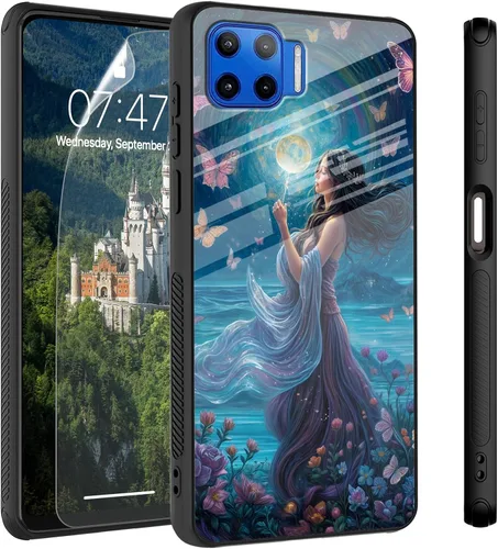 Vista 95 de Funda para Motorola Moto Edge 2022, cubierta trasera de vidrio templado con protector de pantalla, protección a prueba de golpes para Motorola Moto