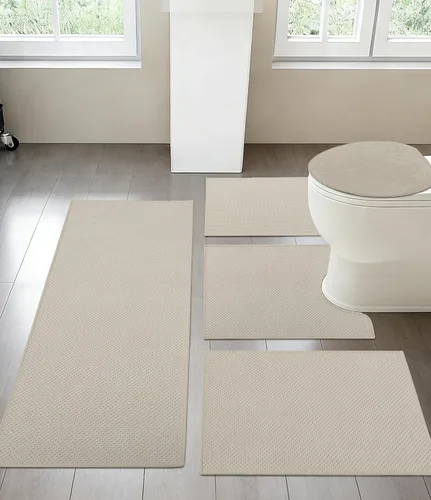 Vista 21 de YIHOUSE Juego de 2 tapetes de baño ultrafinos de secado rápido, tapete de baño absorbente para baño, antideslizante, lavable a máquina (beige)