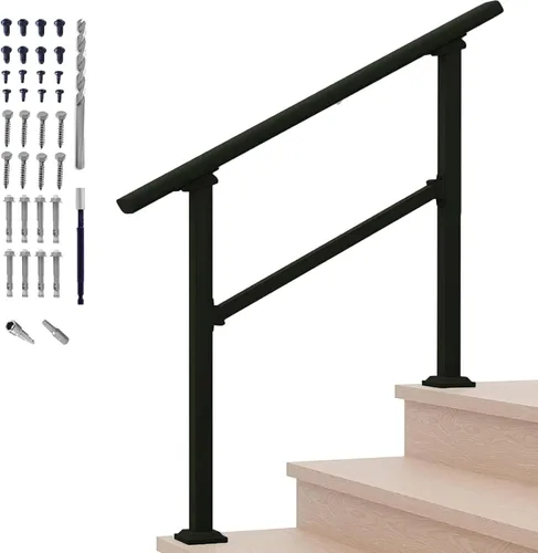 Vista 13 de Metty - Barandillas metálicas de 3 escalones para escalones al aire libre Blanco