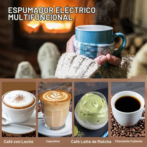Vista 3 de atolla Espumador de leche 3 en 1 de mano con base de carga, 3 velocidades