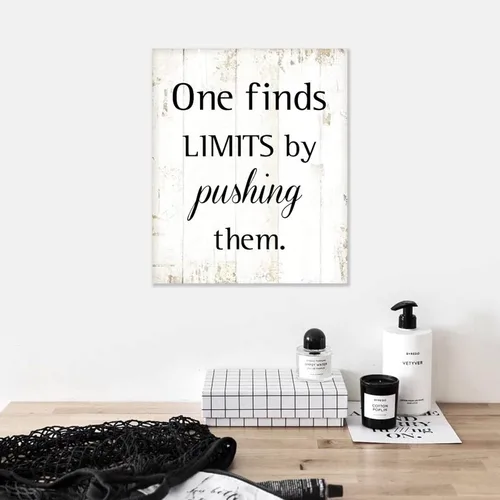 Vista 4 de One Finds Limits by Pushing Them - Letreros de madera retro para pared, divertido versículo de la Biblia, porche, decoración de pared, casa